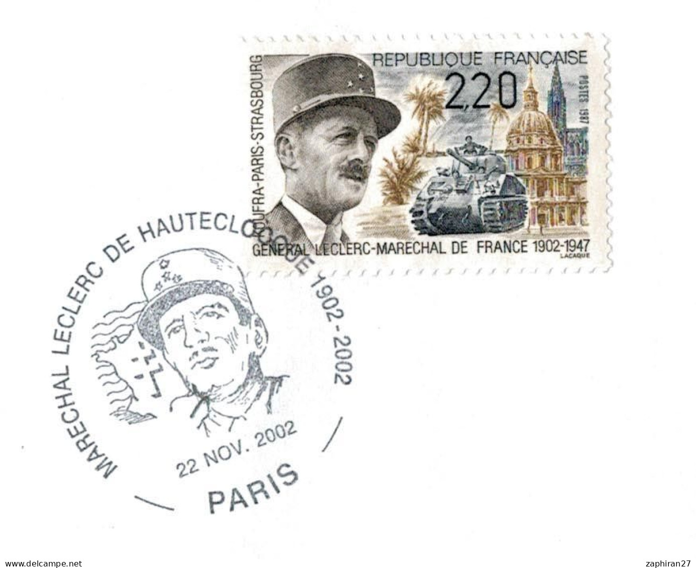 PARIS MARECHAL LECLERC DE HAUTECLOCQUE 1902-2002 (22-11-2002) #702# - 2. Weltkrieg