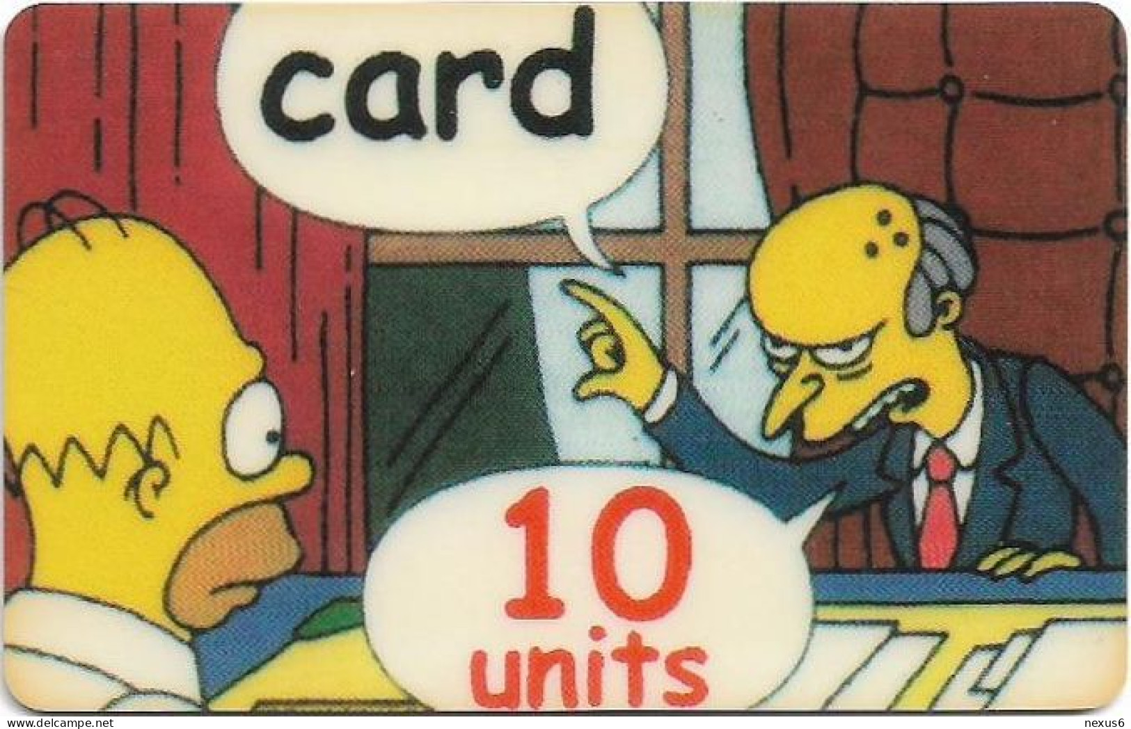 USA - Homer Simpson And Mr. Burns, Prepaid 10U, Fake - Other & Unclassified