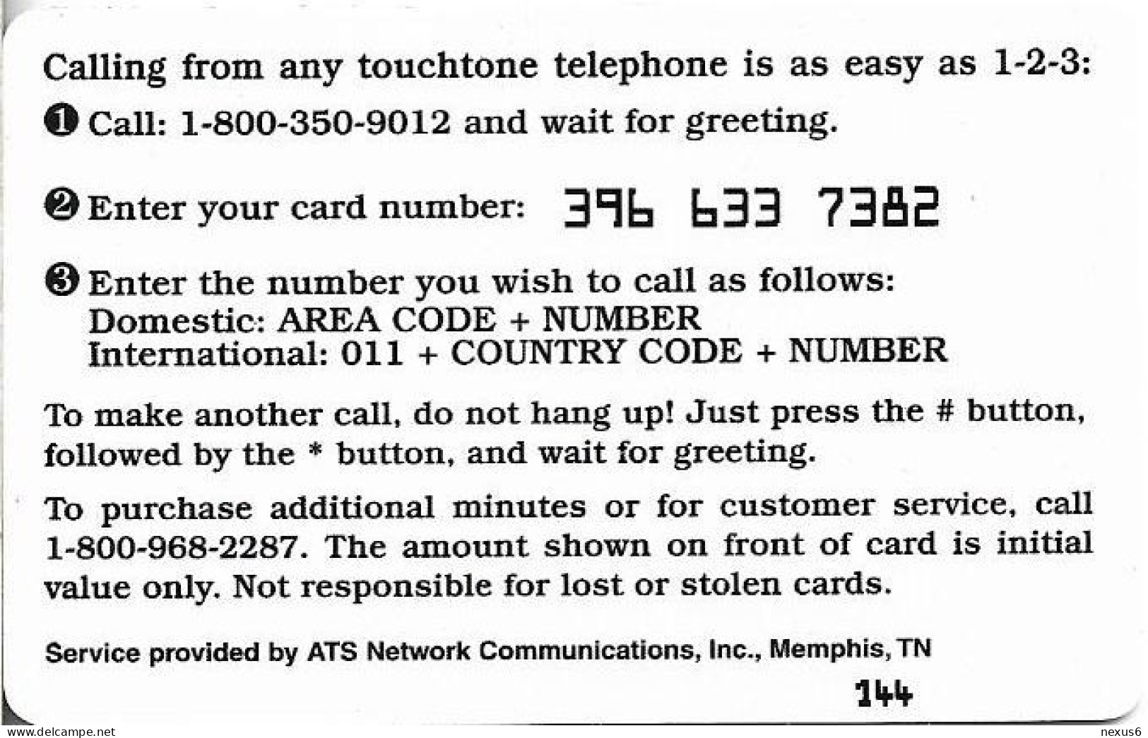 USA - ATS Network Communications - Olan Mills Photo Studios, Remote Mem. 12.1995, 10Min, 1.650ex, Used - Andere & Zonder Classificatie