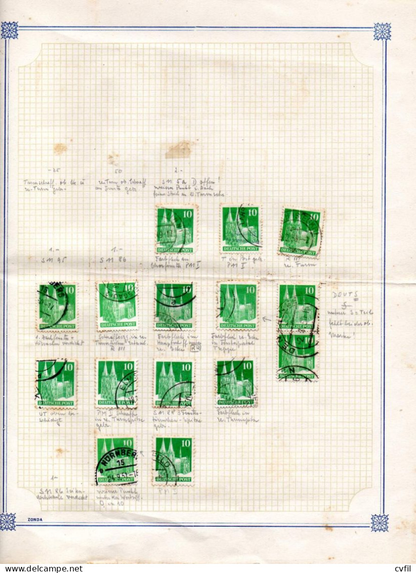 GERMANY AAS Zone 1948. Selection Of Varieties Of The Bauten Series. 108 Used Stamps. - Gebraucht