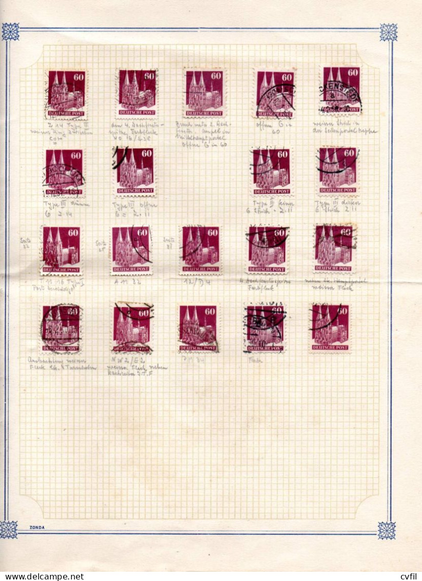 GERMANY AAS Zone 1948. Selection Of Varieties Of The Bauten Series. 108 Used Stamps. - Used