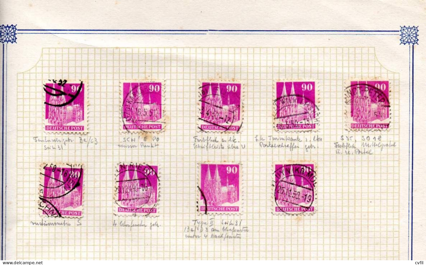 GERMANY AAS Zone 1948. Selection Of Varieties Of The Bauten Series. 108 Used Stamps. - Gebraucht