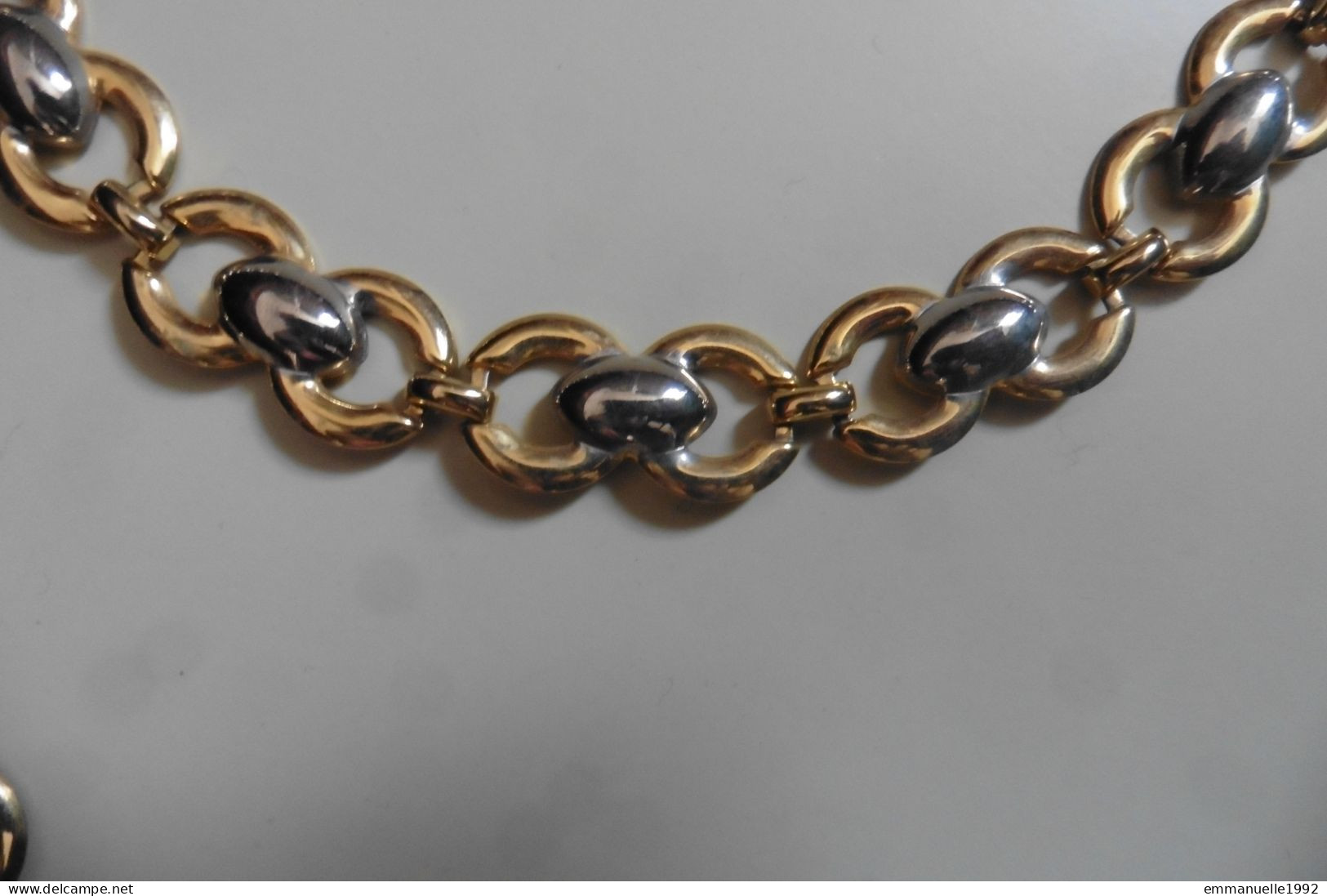 Parure Collier & Bracelet Vintage 1980-1990 Bicolore En Métal Doré Et Argenté - Necklaces/Chains