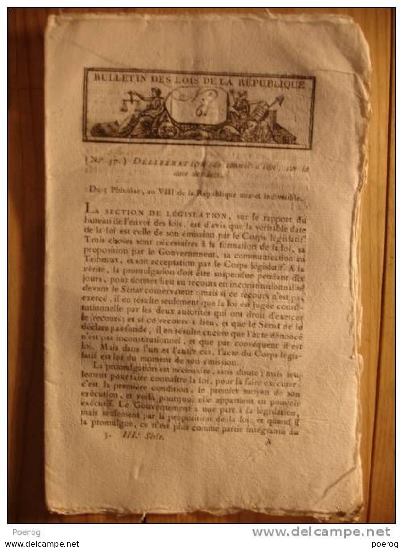 BULLETIN DES LOIS De 1800 CONSCRITS VOLONTAIRES PRISONNIERS DE GUERRE ADMISSION GENDARMERIE UNIFORME DOUANES CLAIRON Etc - Décrets & Lois