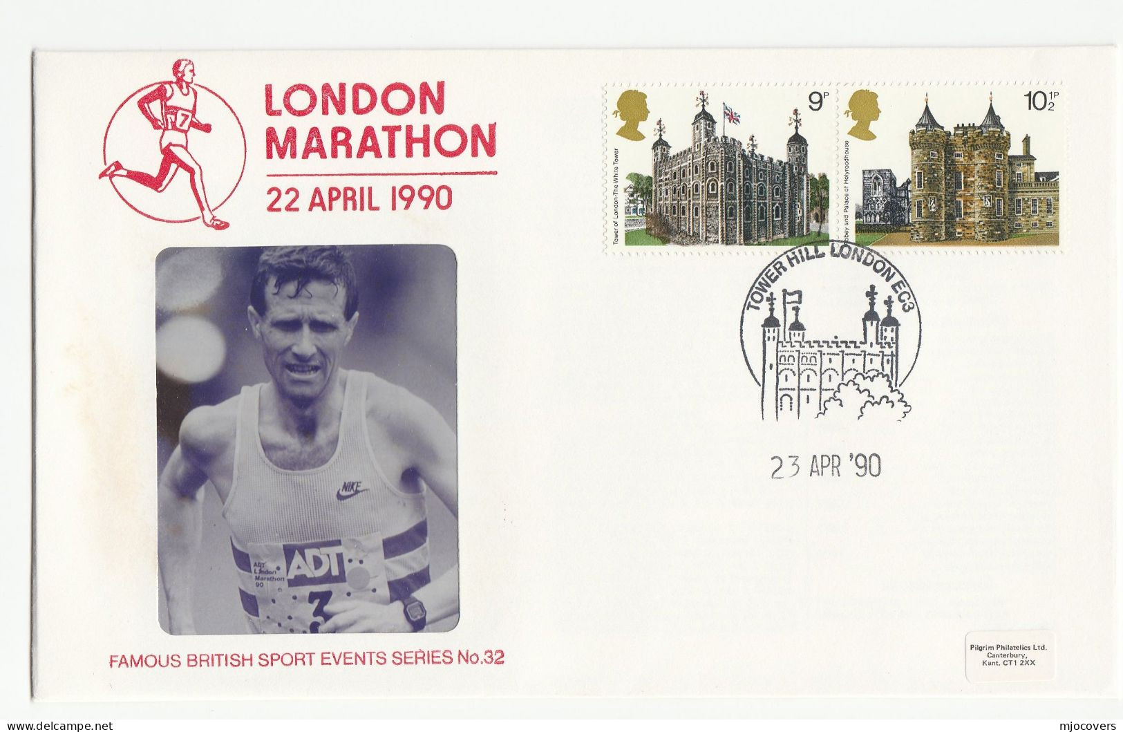 Allister Hutton LONDON MARATHON 1990 Special PHOTO COVER Athletics Event Tower Hill London GB Stamps Sport Running - Athlétisme