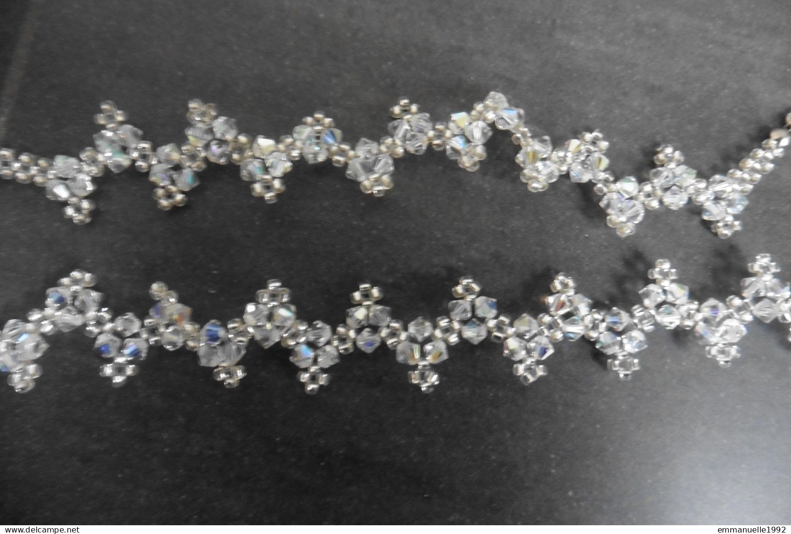 Neuf - Parure Collier & Bracelet Perles à Facettes Cristaux Blanc Irisé à Reflets Aurore Boréale - Fait Main - Kettingen