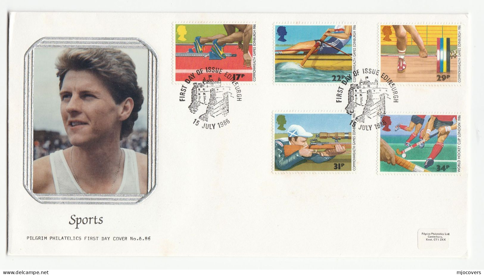 Steve Cram Special PHOTO FDC SPORT Stamps GB Cover 1986 Athletics Rowing Hockey Shooting Weightlifting - Athlétisme