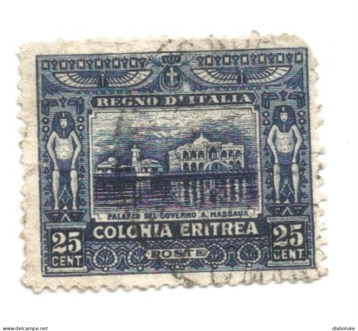 (COLONIE E POSSEDIMENTI) 1910-14, ERITREA, SOGGETTI AFRICANI, 25c - 1 Francobollo Usato (CAT. SASSONE N.37) - Erythrée