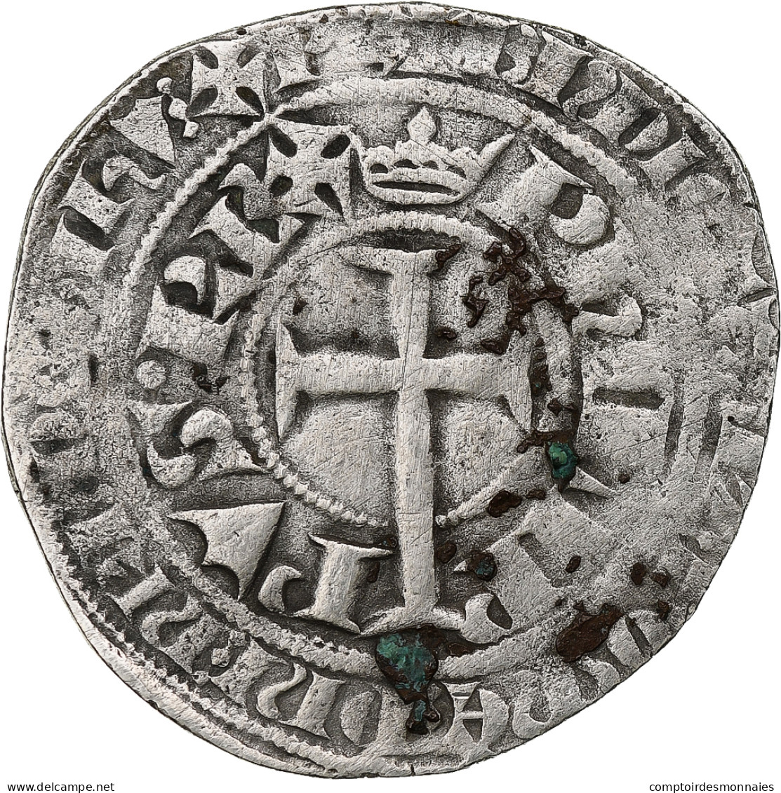 France, Philippe VI, Gros à La Queue, 1348-1350, Billon, TB+, Duplessy:265 - 1328-1350 Philippe VI Le Fortuné