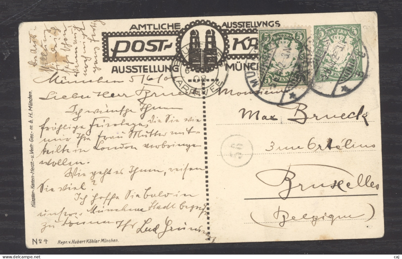 7541  -  Allemagne  -  Bavière  -  Entiers  :  Ausstellung München 1908 Par Otto Obermaier - Entiers Postaux