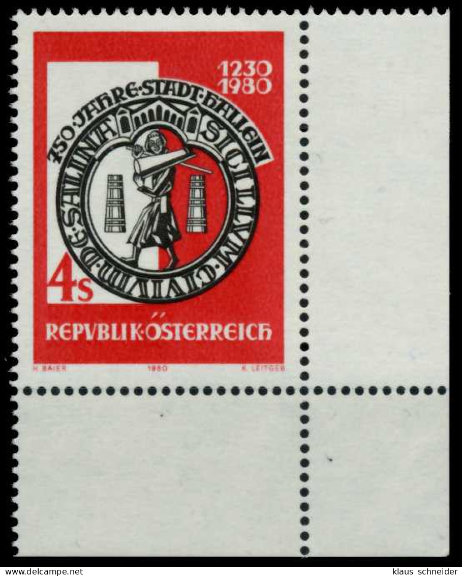 ÖSTERREICH 1980 Nr 1637 Postfrisch ECKE-URE X7EAFF6 - Neufs