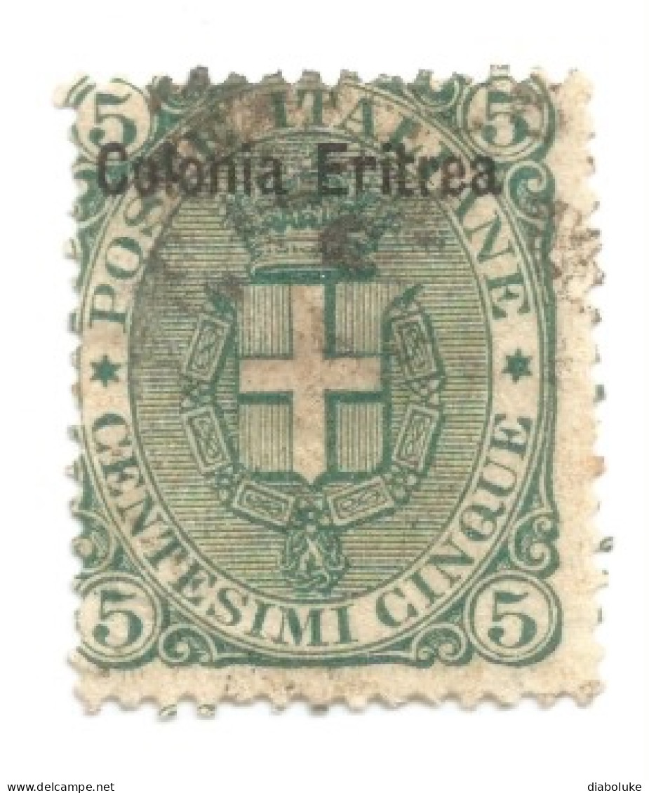 (COLONIE E POSSEDIMENTI) 1910-14, ERITREA, SOPRASTAMPATI, 5c - 1 Francobollo Usato (CAT. SASSONE N.3) - Eritrea