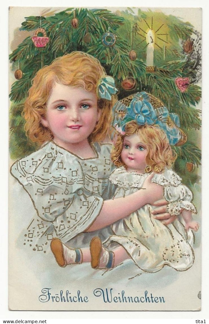 4170 - Fillette Et Poupée- Fröhliche Weihnachten " En Relief" - Kindertekeningen