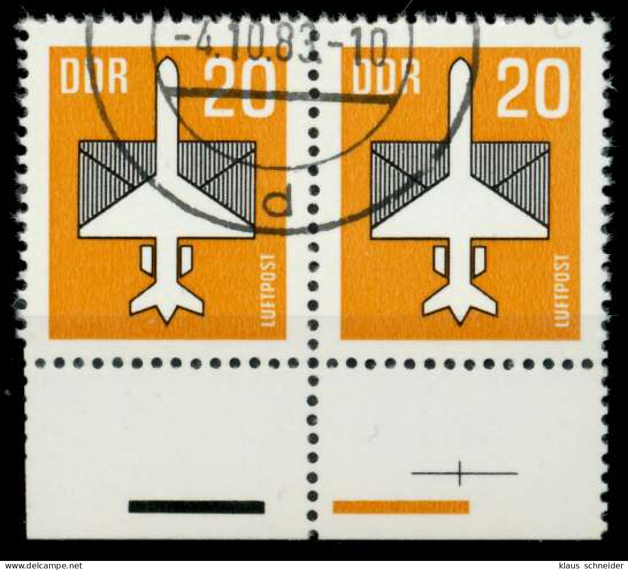 DDR DS LUFTPOST Nr 2832v Gestempelt WAAGR PAAR URA X958EDE - Used Stamps