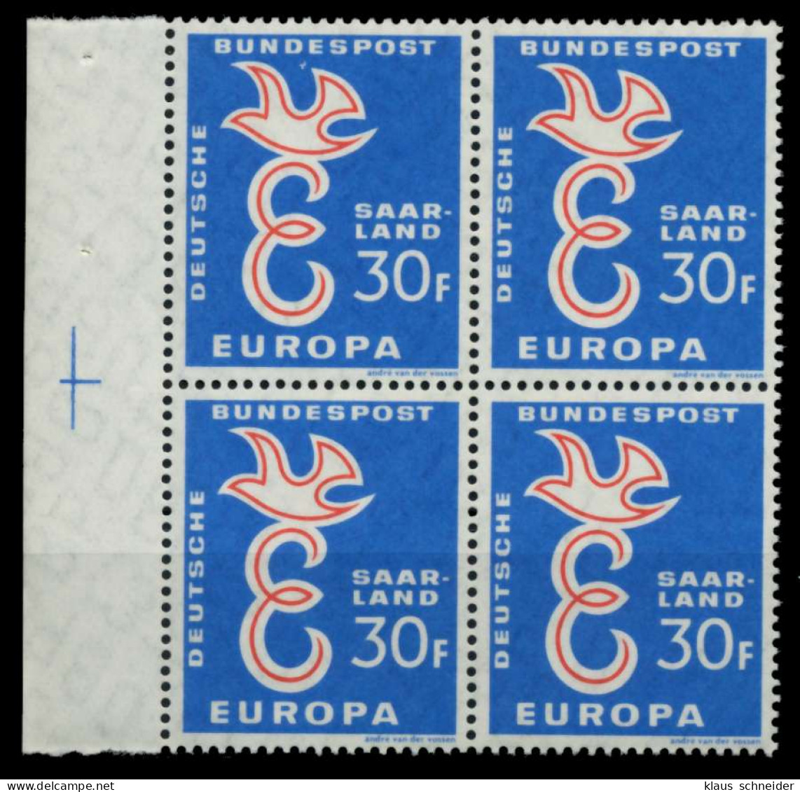 SAAR OPD 1958 Nr 440 Postfrisch VIERERBLOCK X976BB6 - Unused Stamps
