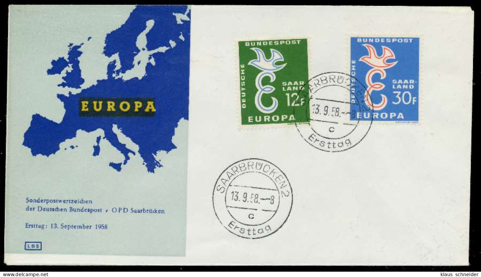 SAAR OPD 1958 Nr 439-440 BRIEF FDC X78FE76 - Lettres & Documents