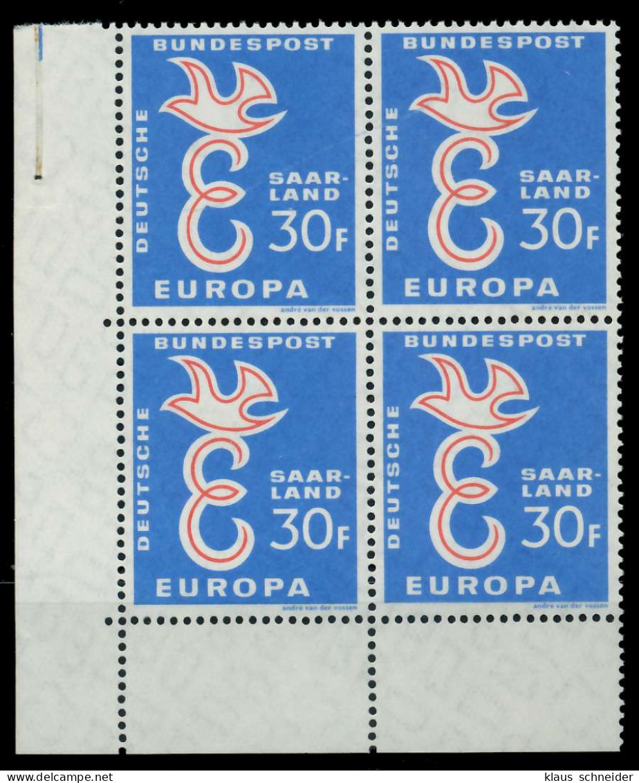 SAAR OPD 1958 Nr 440 Postfrisch VIERERBLOCK ECKE-ULI X79C626 - Nuevos