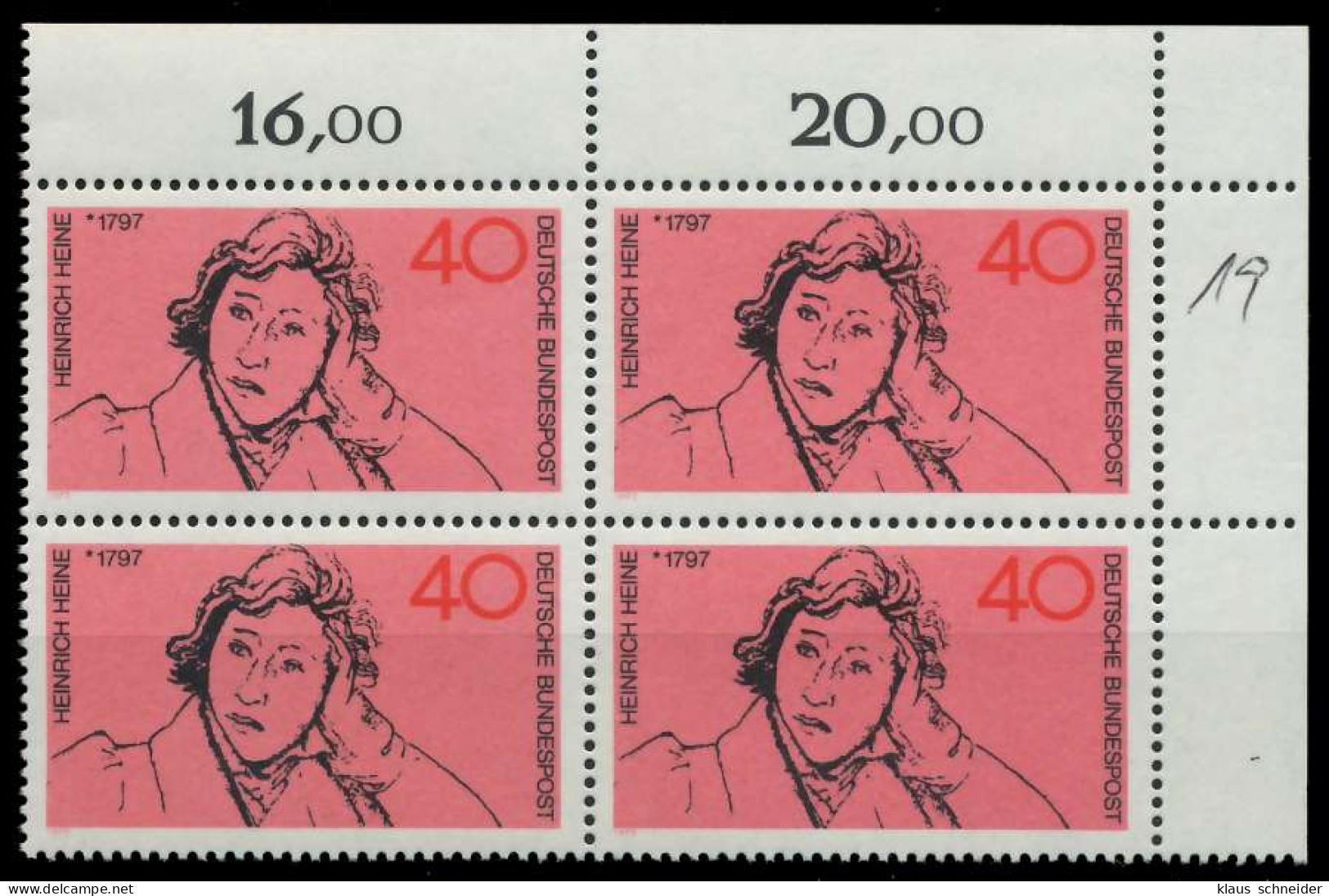 BRD 1972 Nr 750 Postfrisch VIERERBLOCK ECKE-ORE X7FD64E - Unused Stamps