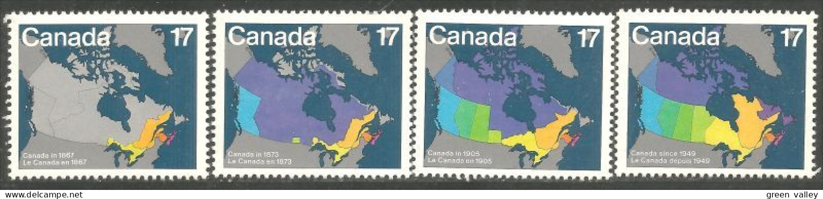 (C08-90-93a) Canada Cartes 1867-1949 Maps MNH ** Neuf SC - Unused Stamps