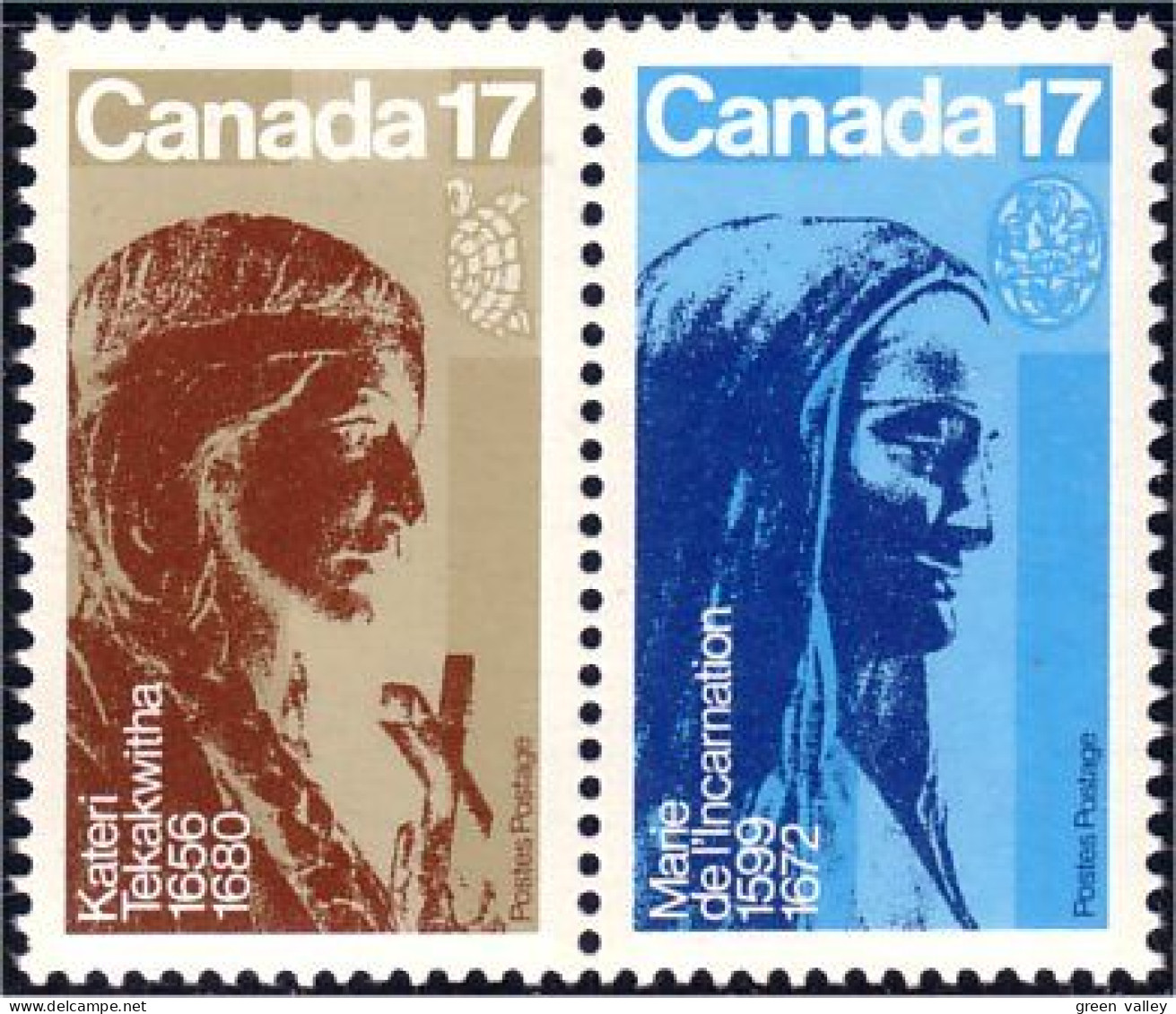 (C08-86ab) Canada Kateri Tekakwitha Marie De L'Incarnation Se-tenant MNH ** Neuf SC - Christentum