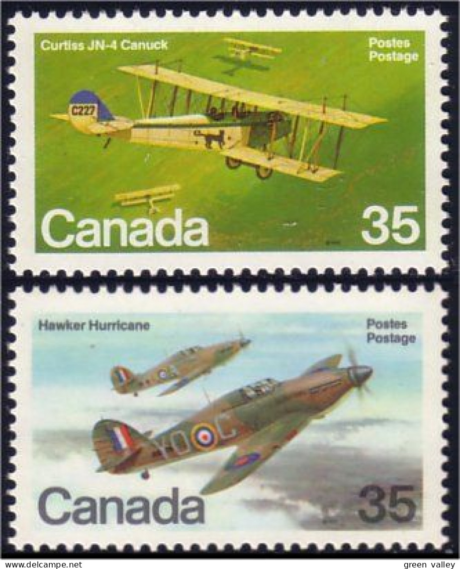 (C0875-76a) Canada Curtiss JN-4 Canuck Hawker Hurricane MNH ** Neuf SC - Unused Stamps