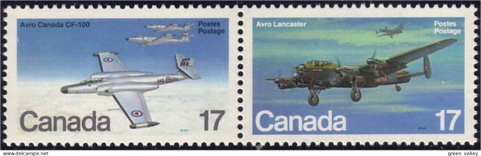 (C08-74ac) Canada Avro CF-100 Avro Lancaster Se-tenant MNH ** Neuf SC - Militares