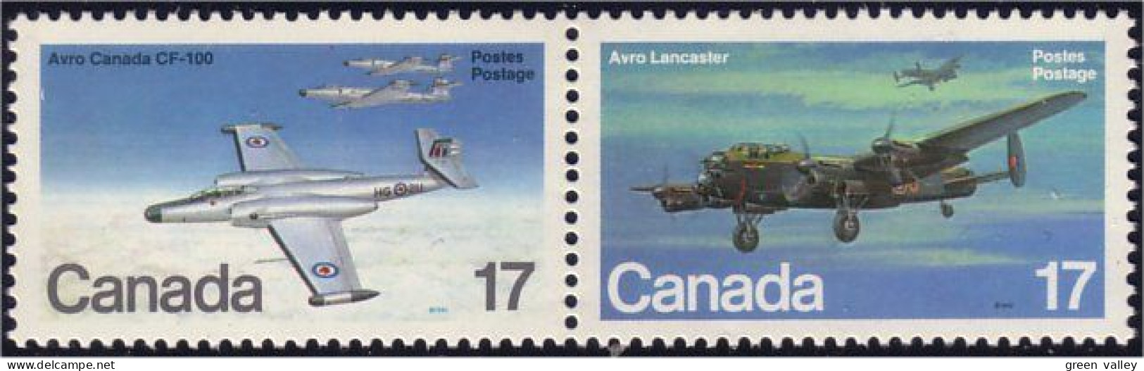 (C08-74ac) Canada Avro CF-100 Avro Lancaster Se-tenant MNH ** Neuf SC - Militaria