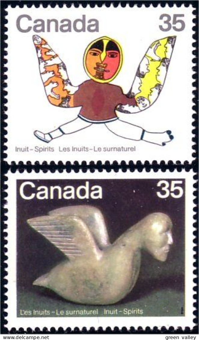 (C08-68-69b) Canada Esprits Inuit Spirits Bird Oiseau Shaman Chamane MNH ** Neuf SC - American Indians