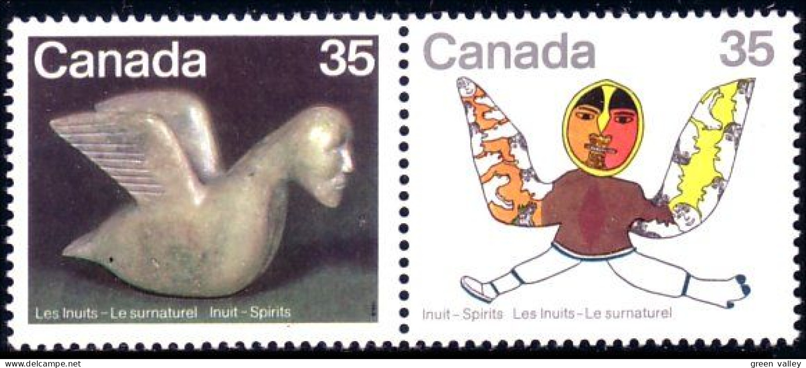 (C08-68aa) Canada Esprits Inuit Spirits Shaman Chamane Bird Oiseau Se-tenant MNH ** Neuf SC - Ungebraucht