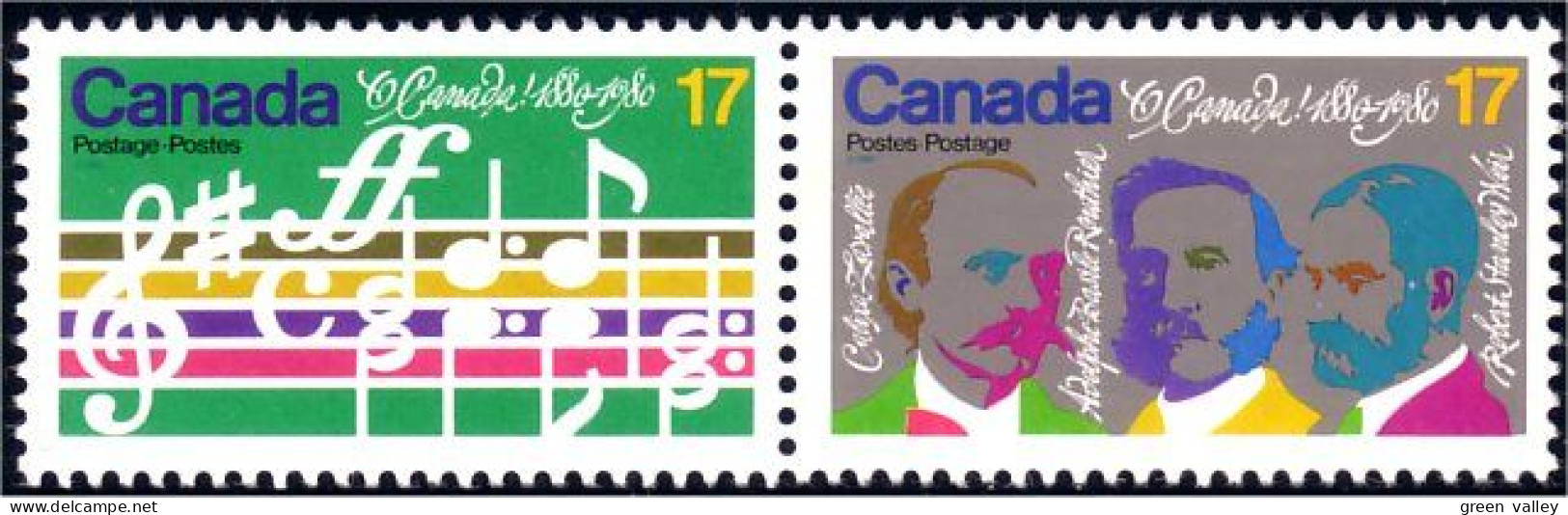 (C08-58aa) Canada Hymne National Anthem Compositeurs Composers Music Se-tenant MNH ** Neuf SC - Ongebruikt