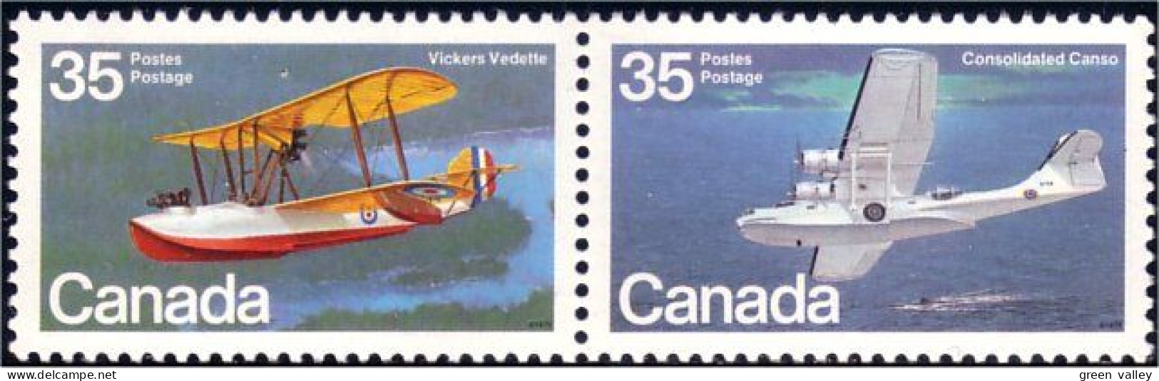 (C08-46aa) Canada Hydravions Hydravion Vickers Vedette Canso Seaplanes Se-tenant MNH ** Neuf SC - Nuovi