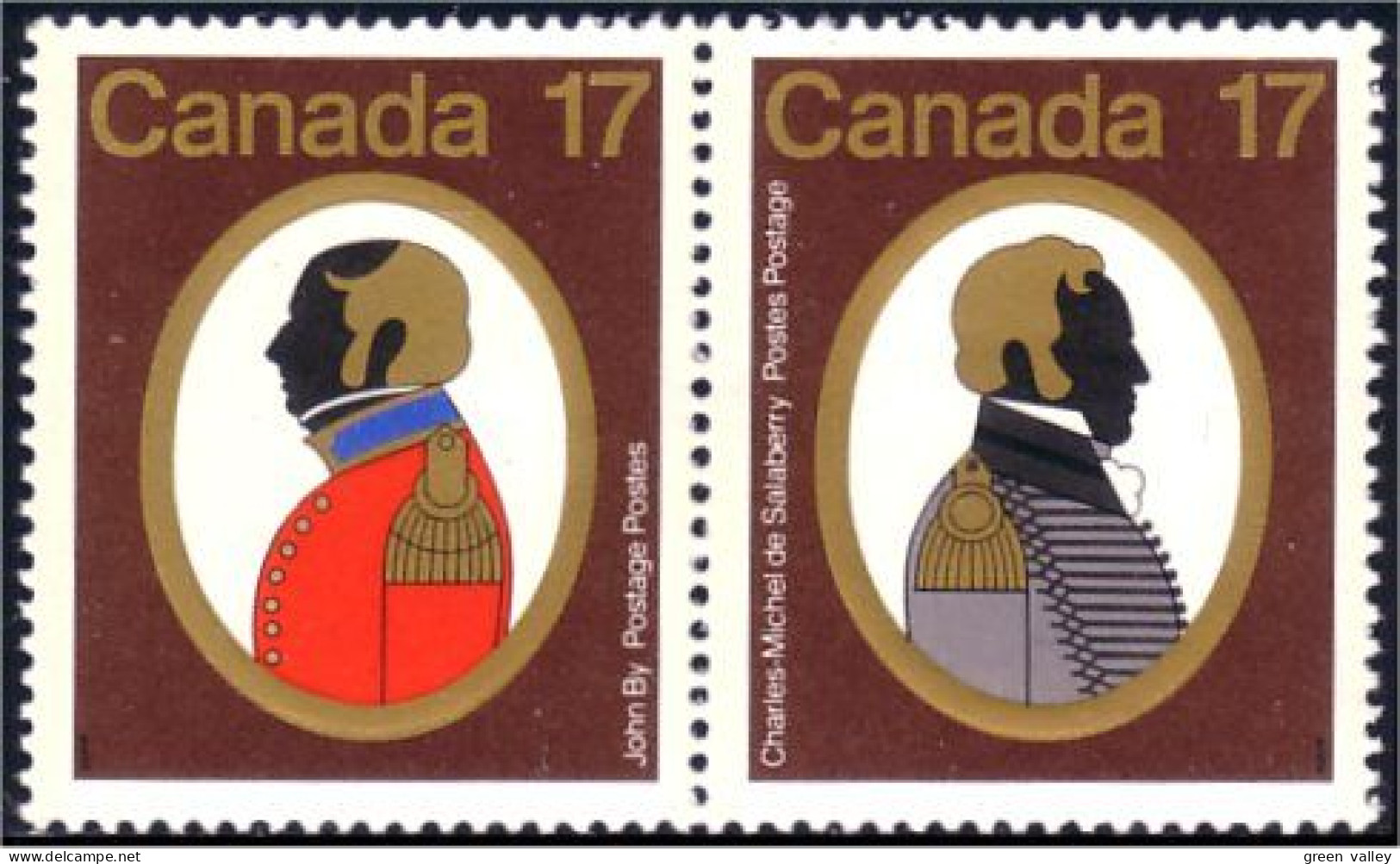 (C08-19aa) Canada De Salaberry John By Se-tenant MNH ** Neuf SC - Nuevos