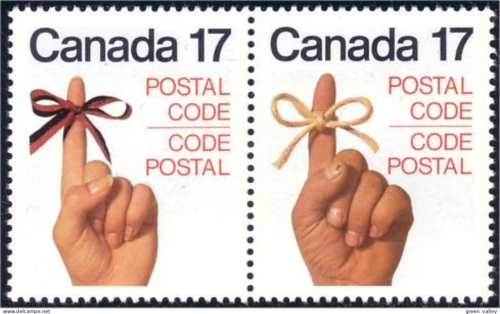 (C08-16a) Canada Mains Hands Rubans Ribbons Se-tenant Code Postal MNH ** Neuf SC - Nuovi