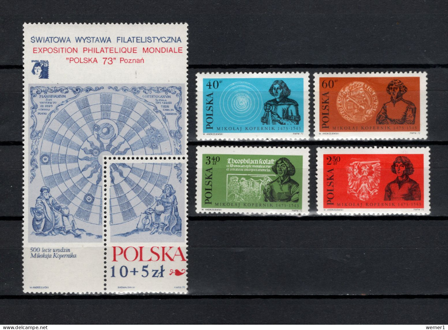 Poland 1972 Space, Copernicus Set Of 4 + S/s MNH - Europa