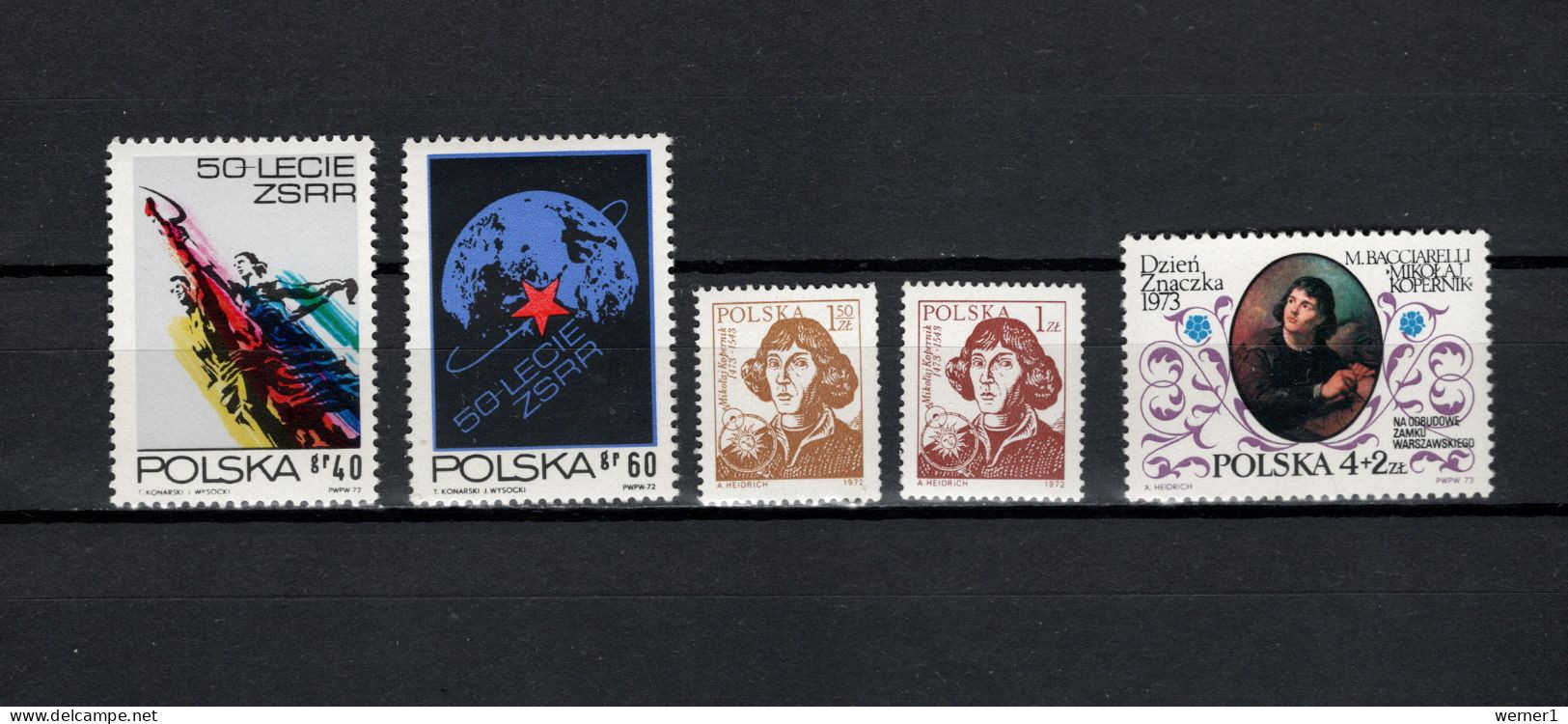 Poland 1972/1973 Space, Copernicus, 50 Years USSR 5 Stamps MNH - Europe