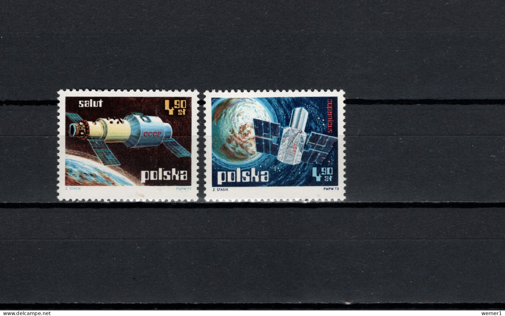 Poland 1973 Space, Saljut, Copernicus, 2 Stamps MNH - Europa