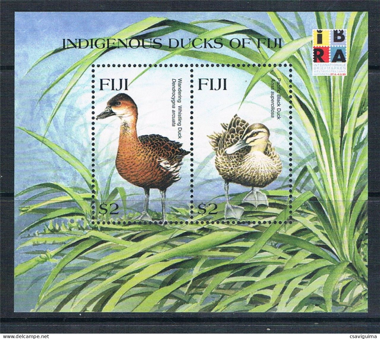 Fiji (Fidji) - 1999 - Indigenous Ducks Of Fiji - Yv Bf 32 - Entenvögel