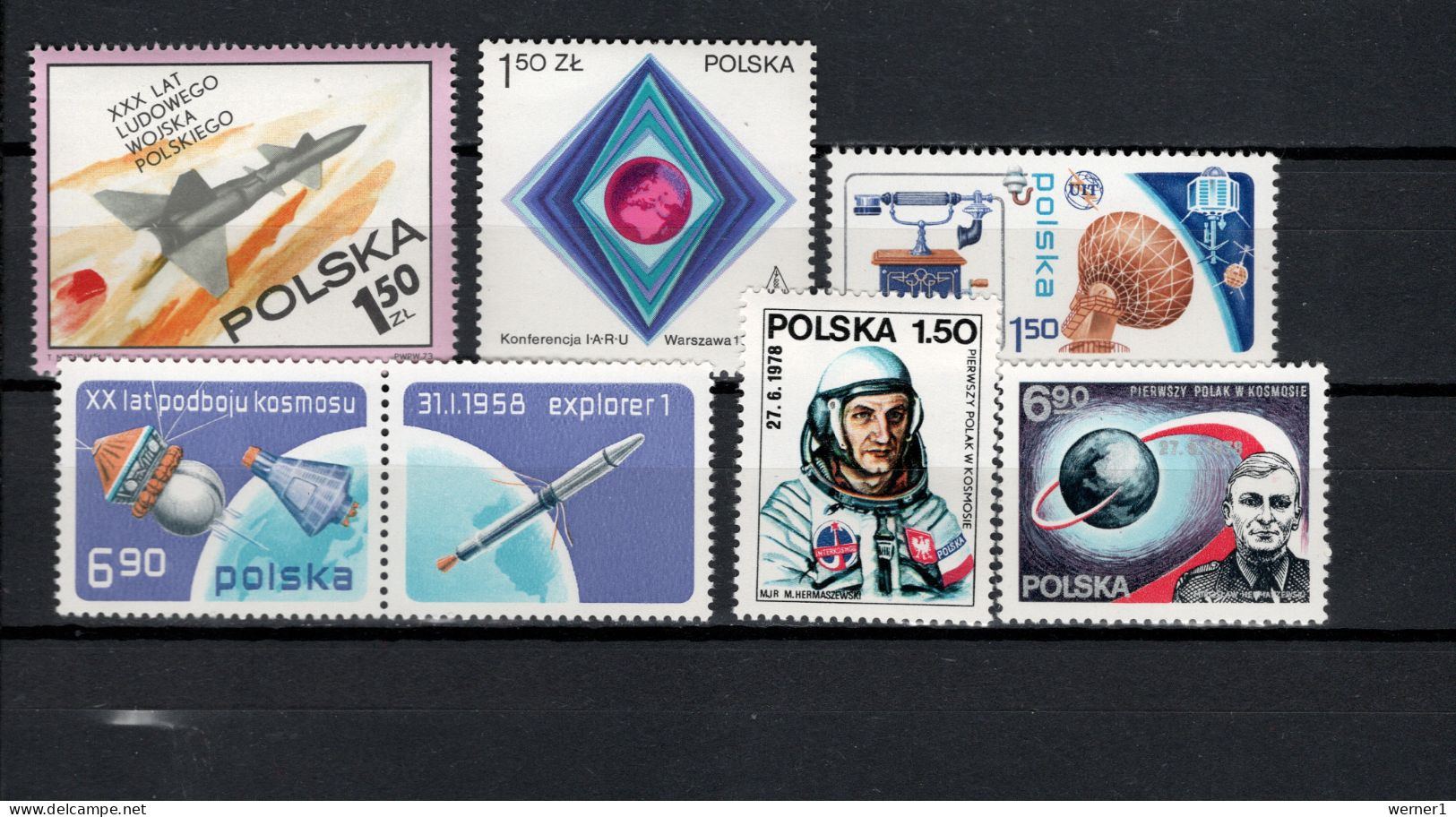 Poland 1973/1978 Space, Army, Radio, Telephone Centenary, Kosmos, Interkosmos 6 Stamps MNH - Europa