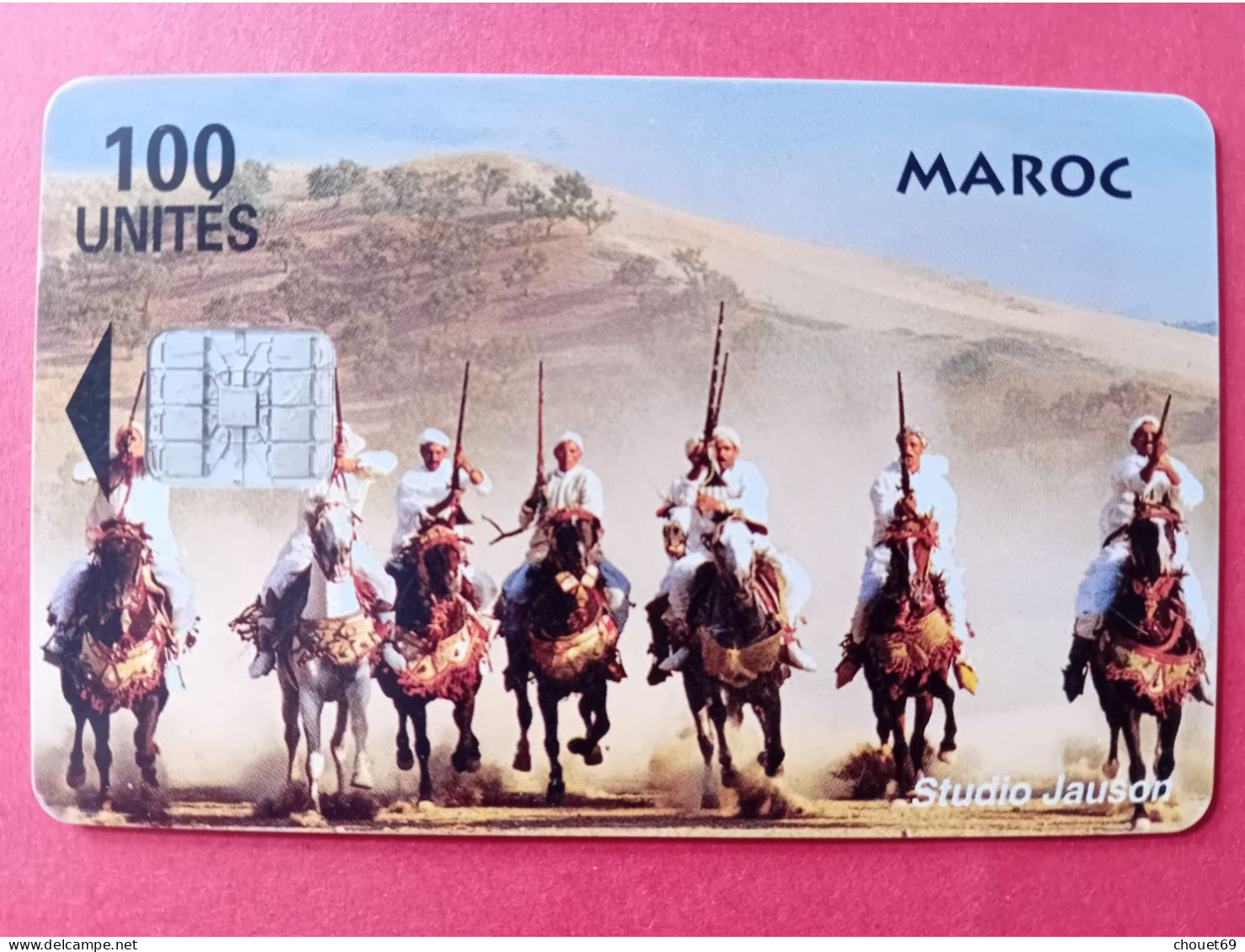 Variété Décalage Adresse Au Verso JAUNSON 100u HORSE BLACK RIDERS AGRICO SUD LOGISTIQUE AGADIR (B70623 - Marocco