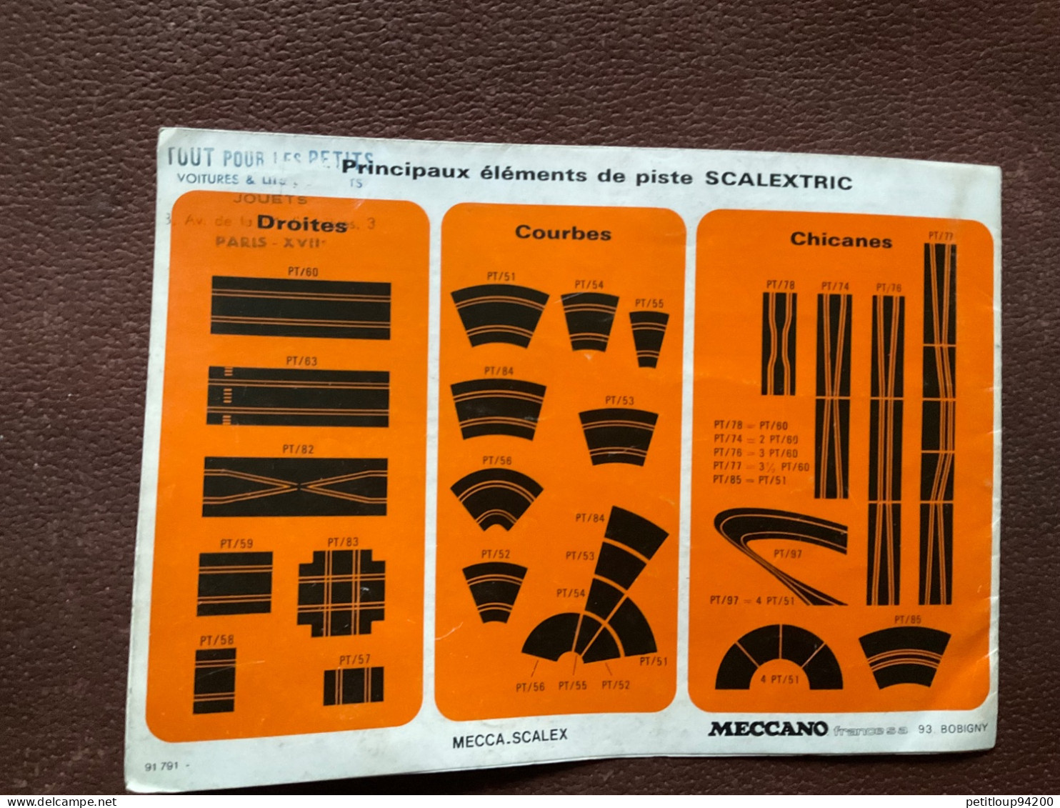 DEPLIANT Circuits SCALEXTRIC Meccano - Francese