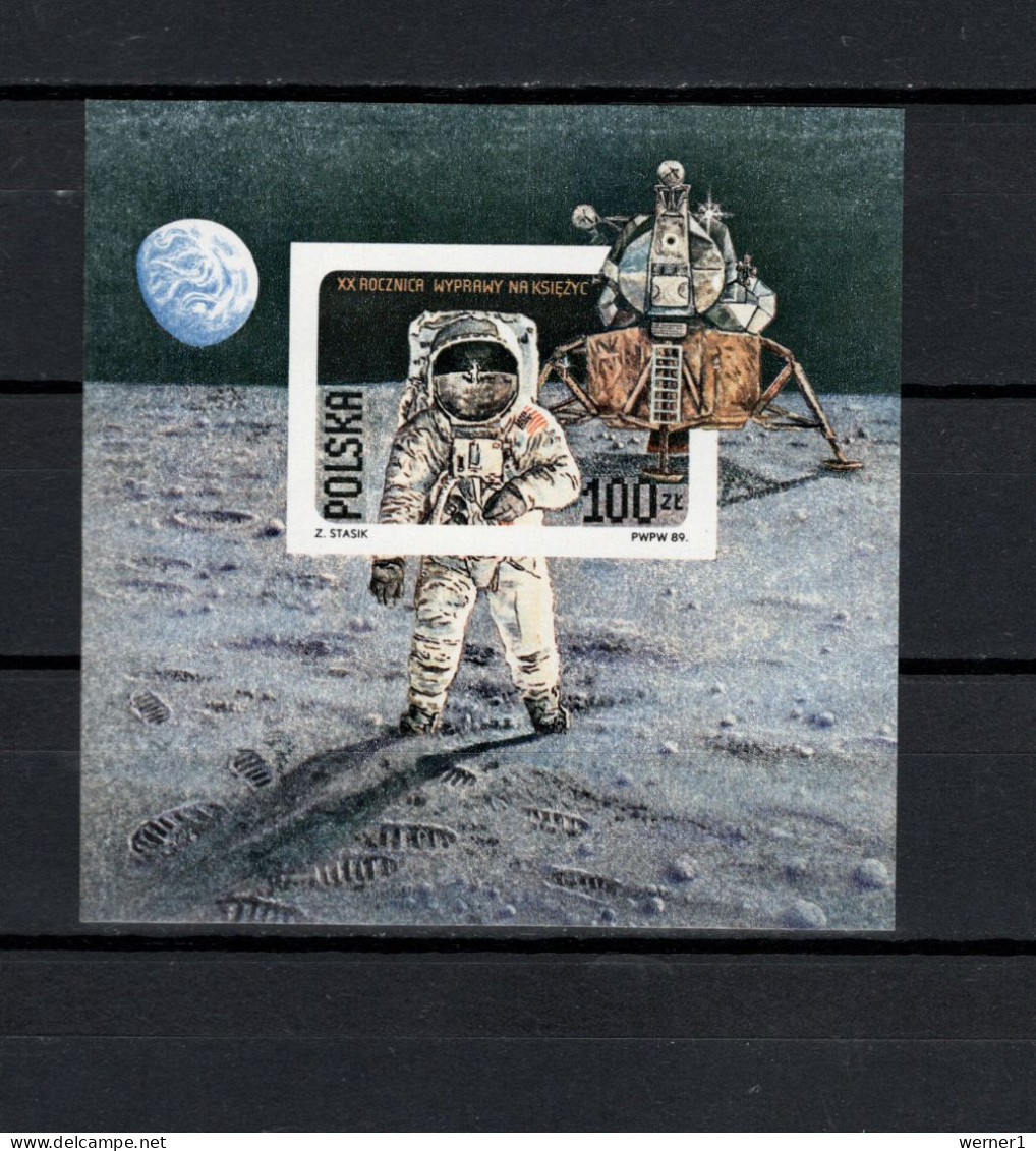 Poland 1989 Space, 20th Anniversary Of Apollo 11 Moonlanding S/s Imperf. MNH - Europa