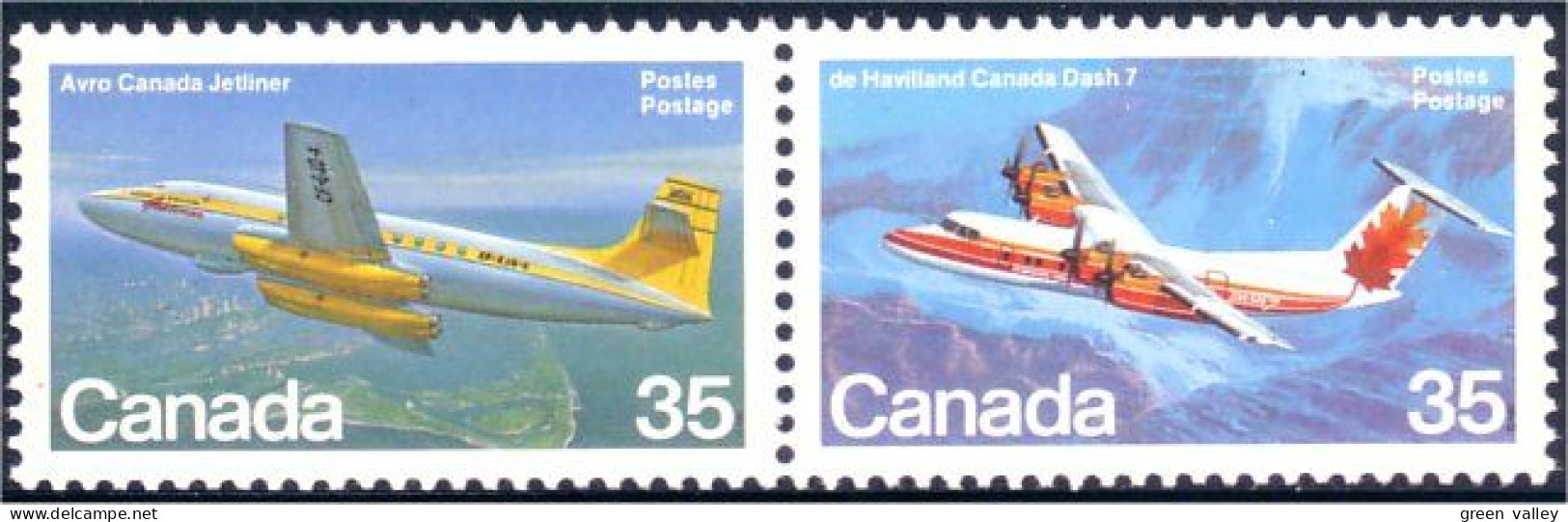 (C09-06aa) Canada Avro C-102 De Havilland Dash-7 Se-tenant MNH ** Neuf SC - Unused Stamps
