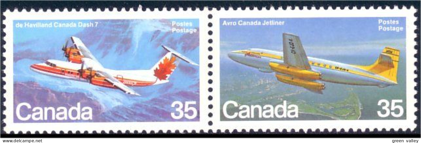 (C09-05aa) Canada De Havilland Dash-7 Avro C-102 Se-tenant MNH ** Neuf SC - Ongebruikt
