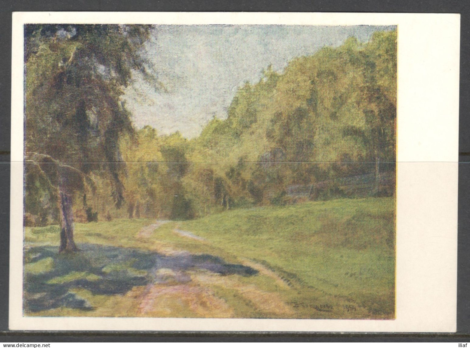 Russia.  Vasily Baksheev - Russian Painter. Country Road.  Vintage Art  Postcard - Paintings