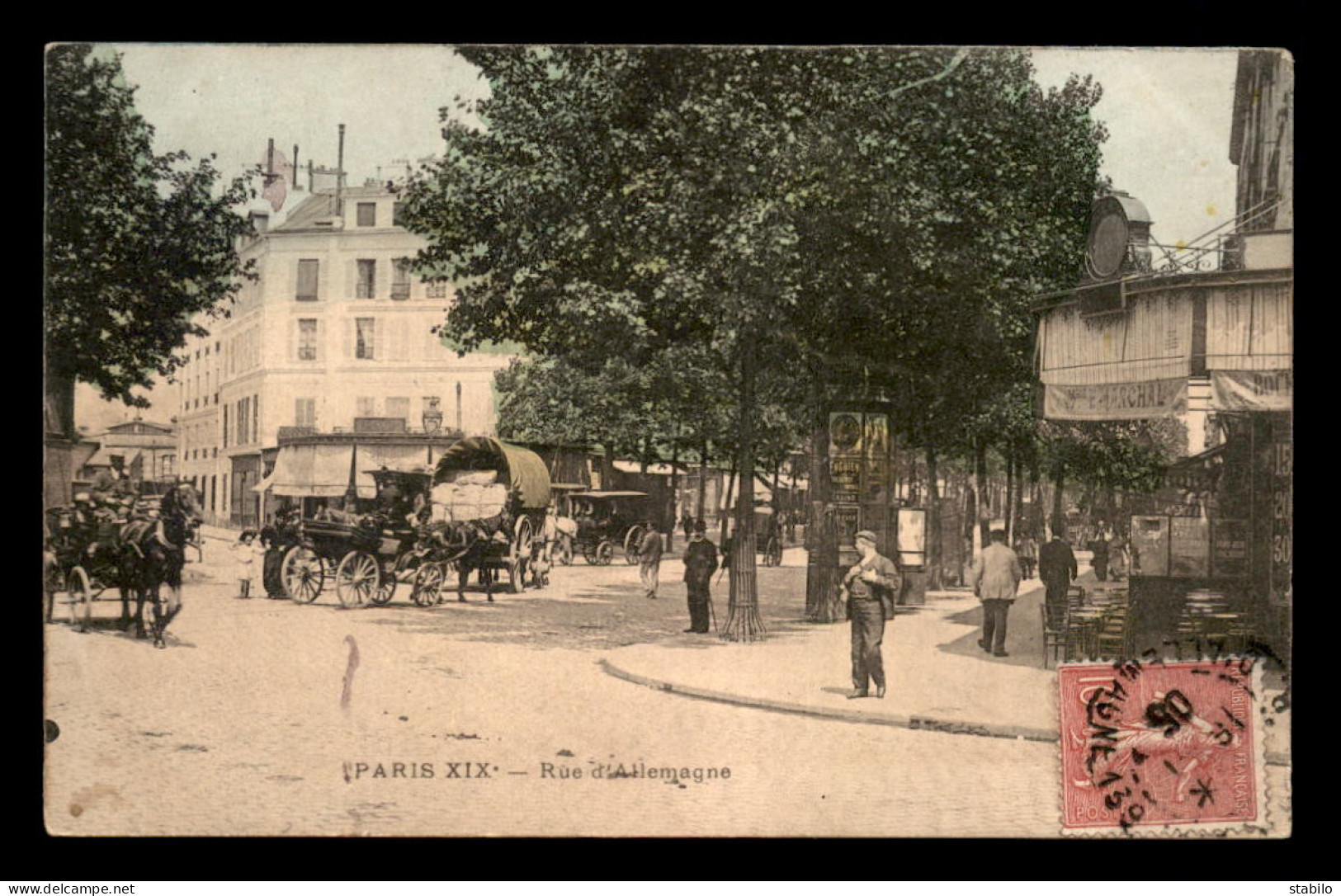 75 - PARIS 19EME - RUE D'ALLEMAGNE - CARTE COLORISEE - Arrondissement: 19