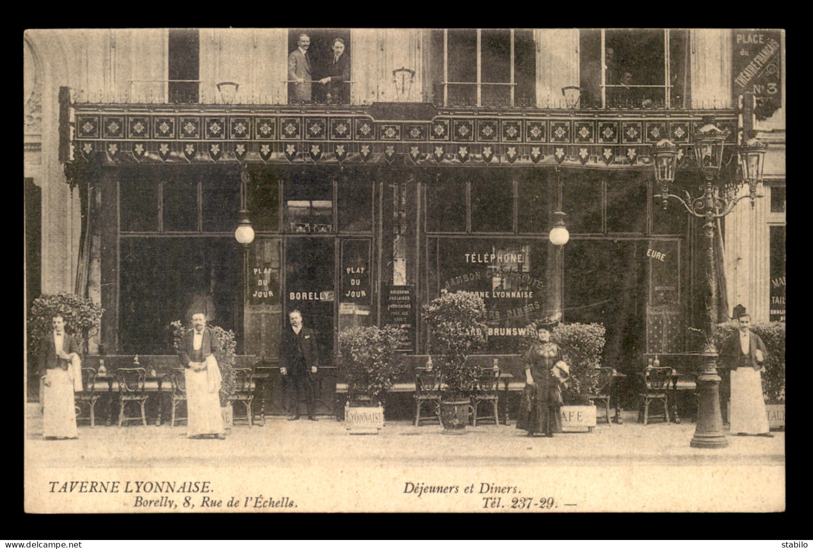 75 - PARIS 1ER - TAVERNE LYONNAISE, BORELLY, 8 RUE DE L'ECHELLE - Arrondissement: 01