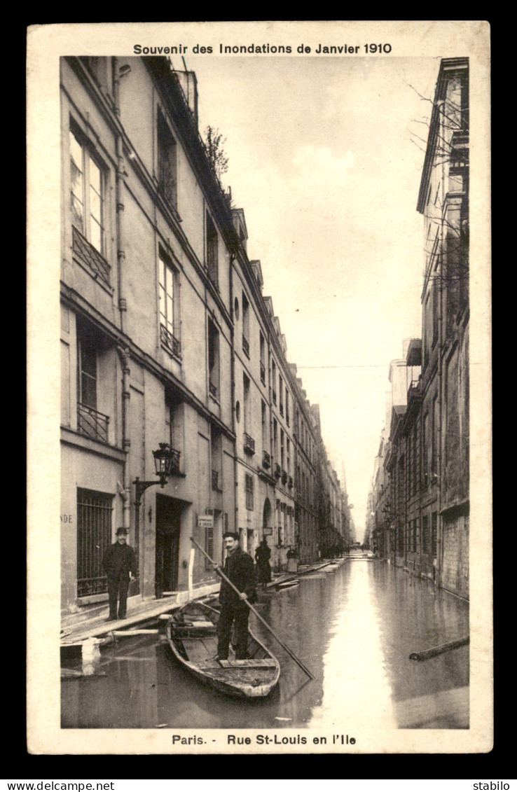 75 - PARIS 4EME - RUE ST-LOUIS EN L'ILE - INONDATIONS DE 1910 - POEME DE JEAN RICHEPIN AU VERSO - Arrondissement: 04