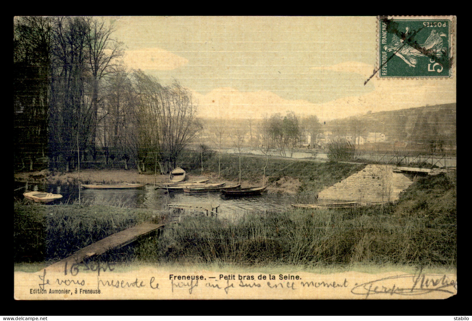 78 - FRENEUSE - PETIT BRAS DE SEINE - CARTE TOILEE ET COLORISEE - Freneuse