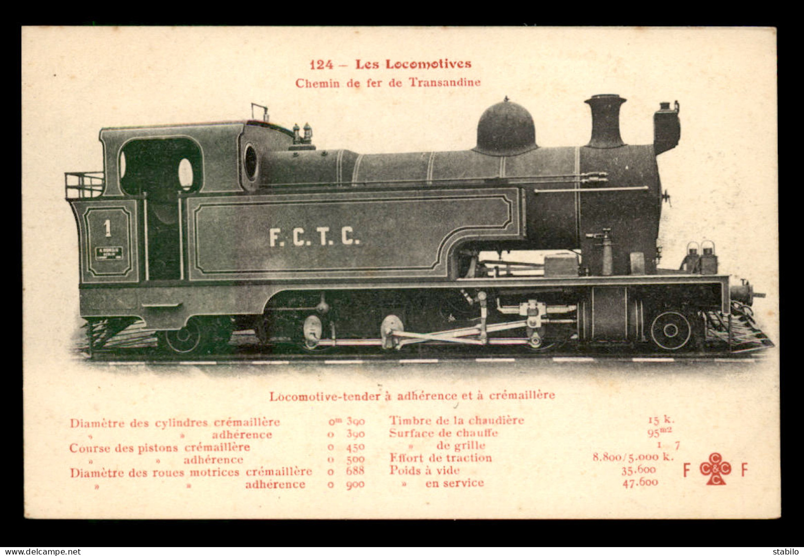 CHILI - CHEMIN DE FER DE TRANSANDINE - LOCOMOTIVE TENDER A ADHERENCE ET A CREMAILLERE - Cile