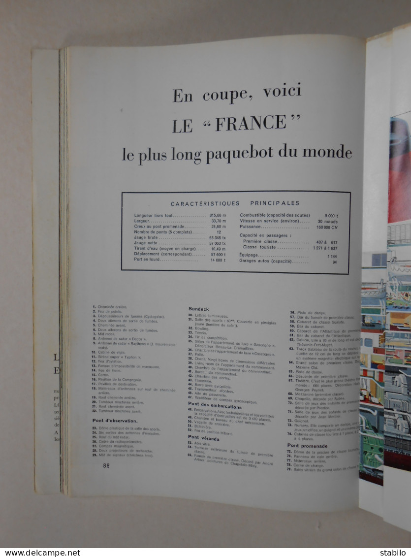 PAQUEBOT LE "FRANCE" - REVUE DE LA COMPAGNIE GENERALE TRANSATLANTIQUE NUMERO SPECIAL 1962 - INCLUS LE ""FRANCE"" EN COUP - Barco